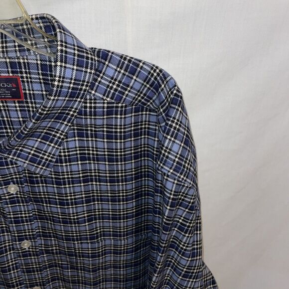 Untuckit Men’s Dress Shirt Size 3XL Blue Plaid Business Formal City - Picture 4 of 12